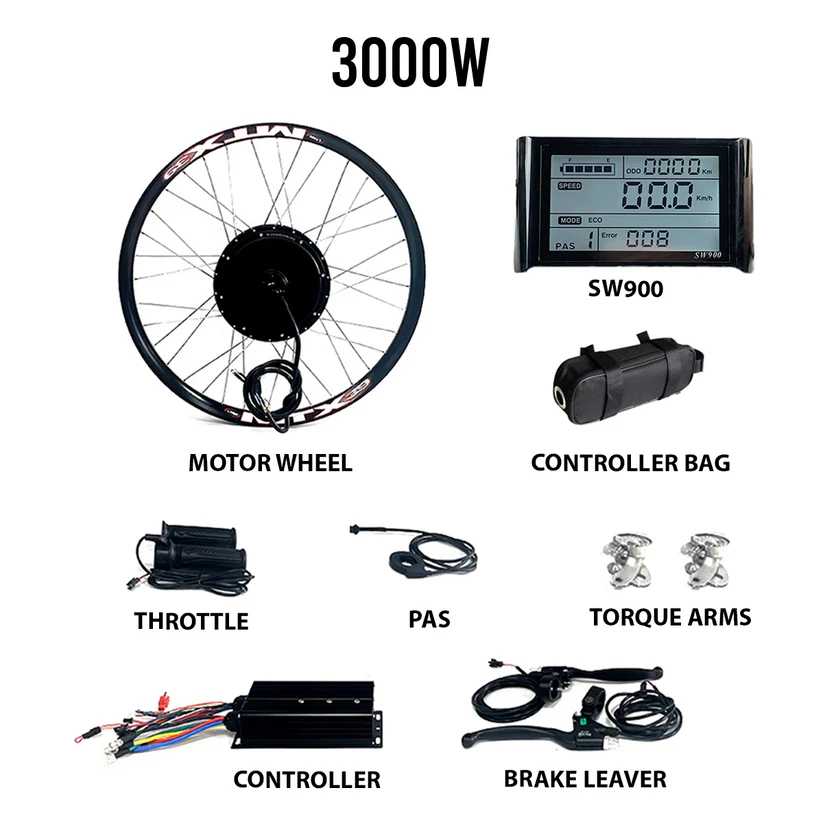 3000W_SW900 AMPX 3000W MTX High-Torque E-Bike Conversion Kit (72V Rear Hub) - Image 1